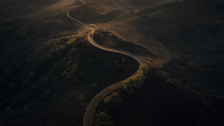 Aerial View of Mongibello Etna Road Stock Photo